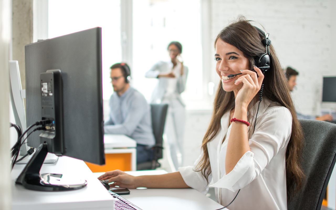 Smiling ProCharted  accountant help a client